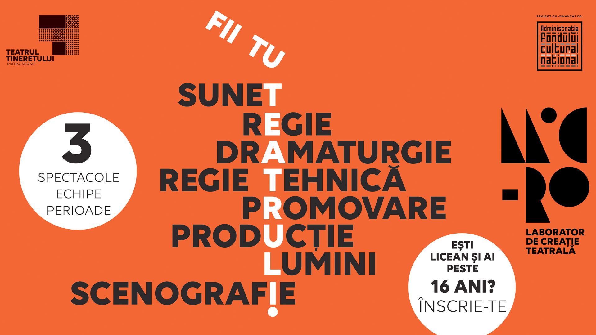 Concurs de selecţie a echipelor de asistenţă în proiectul<br> „MIC-RO Laborator de creaţie teatrală”